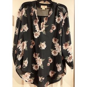 Black floral blouse